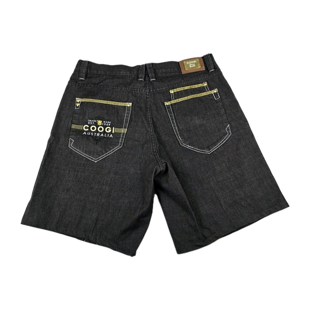 Coogi Australia Shorts Mens Size 40 Black Denim Baggy Jorts Embroidered